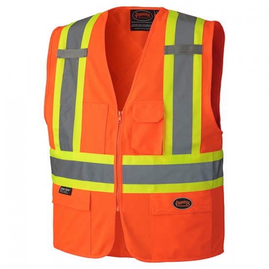 VESTE DE SIGNALISATION AVEC FERMETURE À GLISSIÈRE ORANGE HAUTE VISIBILITÉ