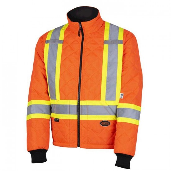 MANTEAU CONGÉLATEUR, MATELASSÉ, HAUTE VISIBILITÉ, ORANGE,