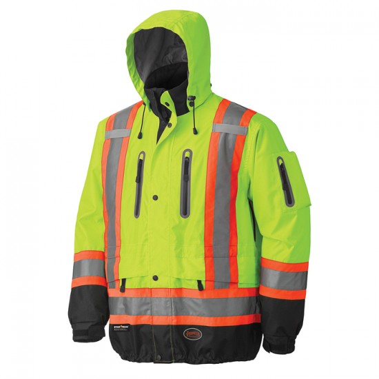 MANTEAU IMPERMÉABLE ET IMPER-RESPIRANT HAUTE VISIBILITÉ JAUNE/VERT