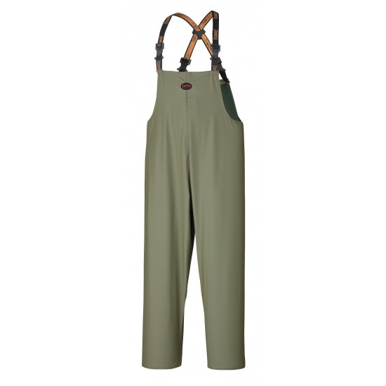 PANTALON À BRETELLES EN POLYURÉTHANE EXTENSIBLE OLIVE