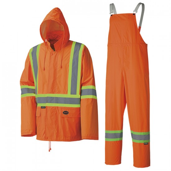 ENSEMBLE DE PLUIE IMPERMÉABLE EN POLY/PVC ROBUSTE DE 150D, ORANGE