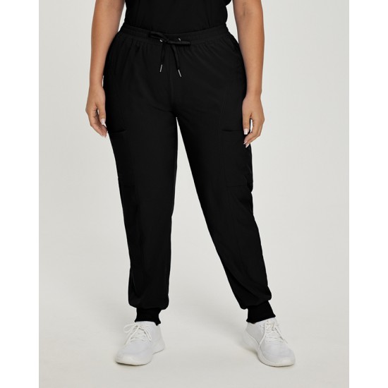 PANTALON JOGGER, TAILLE ELASTIQUE ET POCHES CARGO, LONG, NOIR