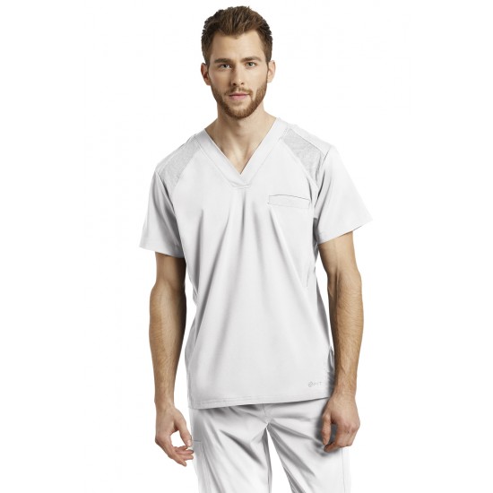 HAUT, COL EN V, HOMME, BLANC