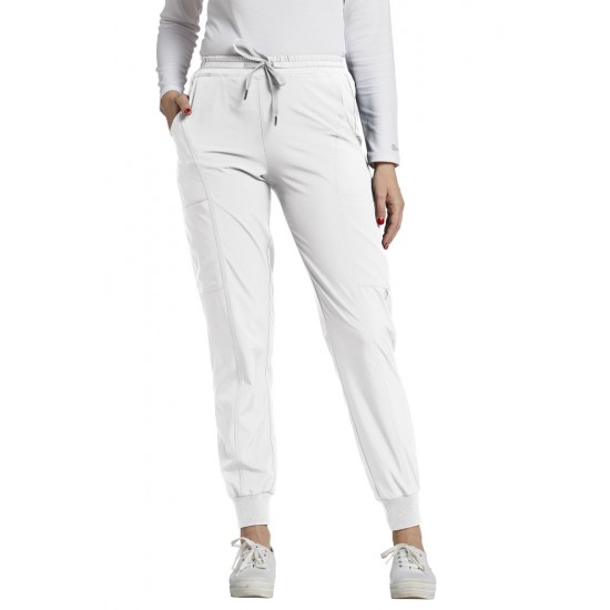 PANTALON JOGGER, TAILLE ELASTIQUE ET POCHES CARGO, LONG, BLANC