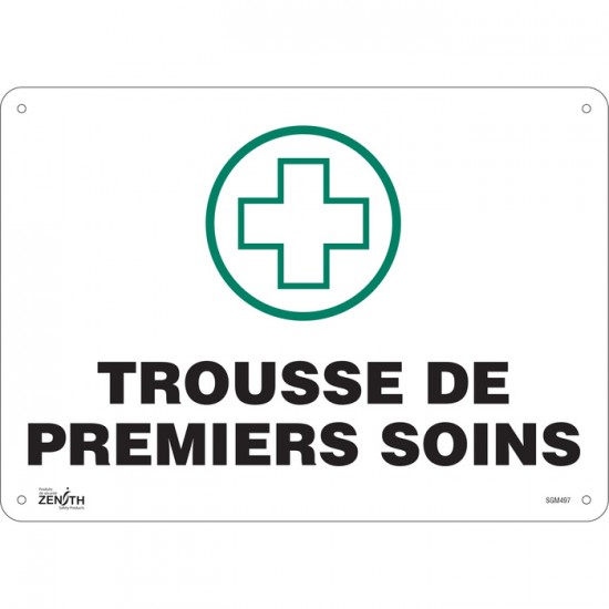 ENSEIGNE, TROUSSE PREMIERS SOINS, 10''X14'', PLASTIQUE