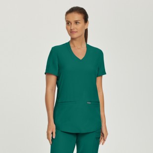 HAUT, COL EN V, 3 POCHES, VERT