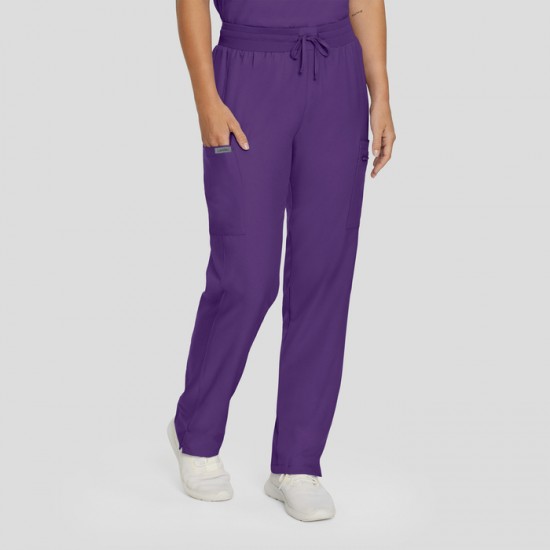 PANTALON, FEMME, JAMBES DROITE, 7 POCHES, AUBERGINE