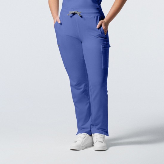 PANTALON, FEMME, JAMBES DROITE, 7 POCHES, CIEL BLEU