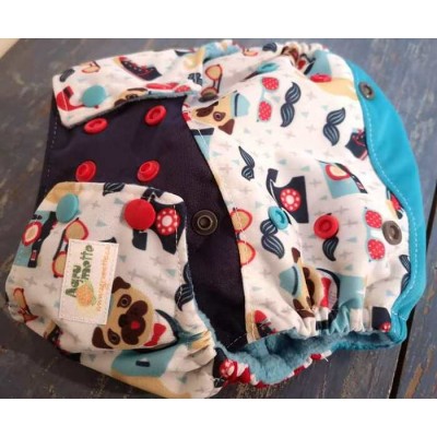 Couche lavable à poche -courtepointe chatons et fleurs  PRÊTE-À-PARTIR