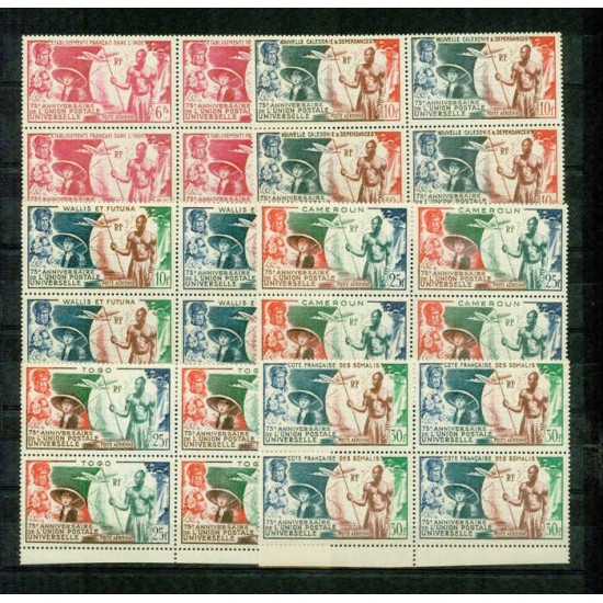 COLONIES FRANÇAISES , GRANDE SÉRIE COLONIALE U.P.U  1949,  BLOCS DE 4  TB **