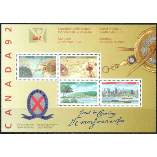 CANADA– 1992– # 1407ai – BLOC SIGNATURE DE MAISONNEUVE -TB **