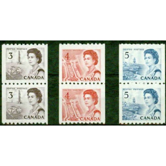 CANADA– 1967– #466-8 – R.E., PAIRES ROULETTE  - TB**