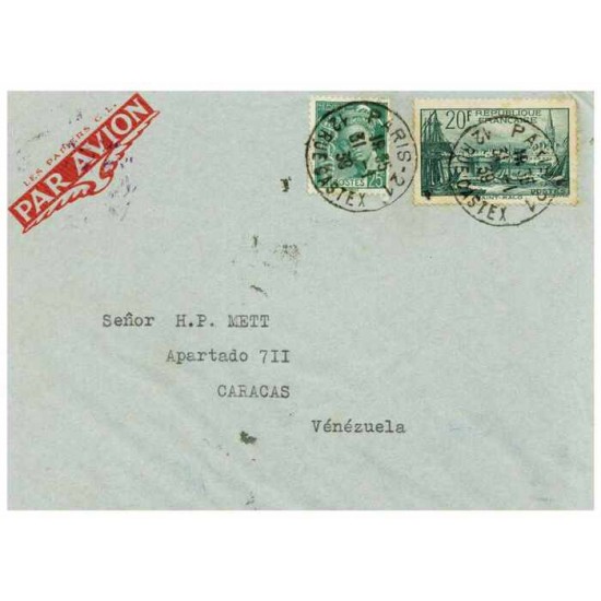 FRANCE  LETTRE  DE 1939   PARIS -CARACAS...