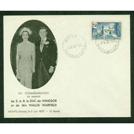 FRANCE MARIAGE DU DUC DE WINDSOR  1937  TB