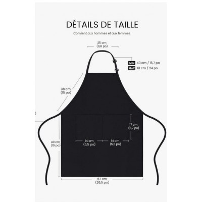 Tablier noir  imperméable brodé avec le logo  de la SCA