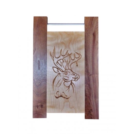Planche à découper avec tige gravée en bois d'érable-acajou naturel vernis 