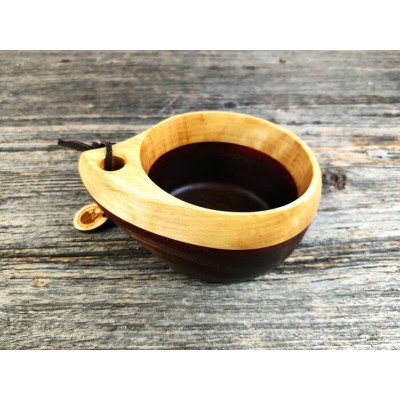 Tasse kuksa Huginn 300ml en bois de noyer noir, merisier et padouk pour boissons chaudes ou froides