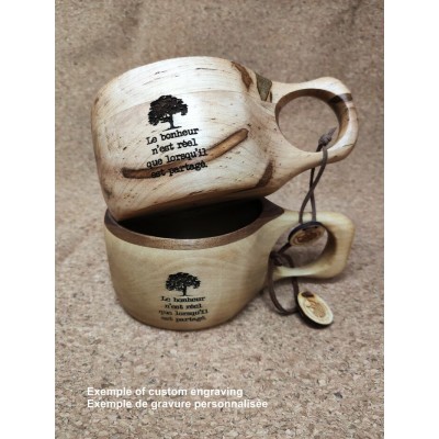 Tasse kuksa Muninn 300ml en bois de noyer noir pour boissons chaudes ou froides