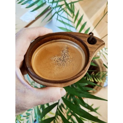 Tasse kuksa Liv 150ml en bois de noyer noir pour Espresso, Dopio, Cortado, Lungo et Americano