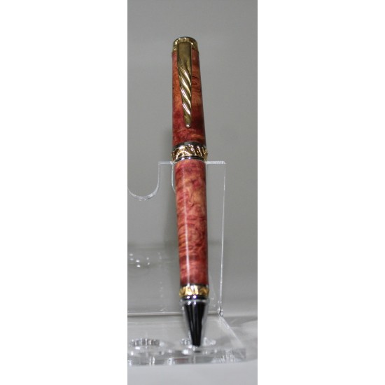 Ultra Cigar stylo loupe d'érable teintée rouge fini chrome et or