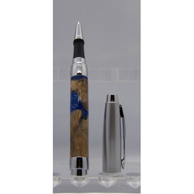Pressimo stylo loupe d'érable avec époxy teint bleu satin
