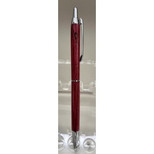Stylo clicker chrome frêne teint rouge