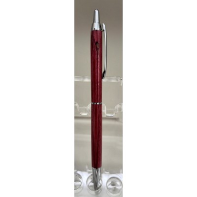 Stylo clicker chrome frêne teint rouge