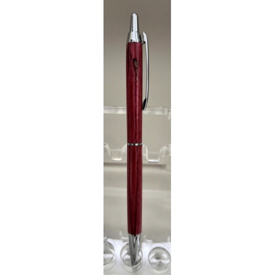 Stylo clicker chrome frêne teint rouge