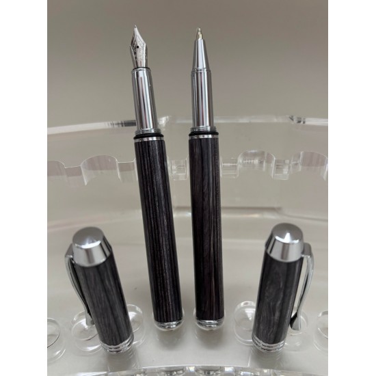 Manager plume et stylo en frêne teint gris