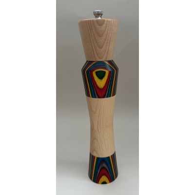 Salière en érable et lamelles d'érable teintes