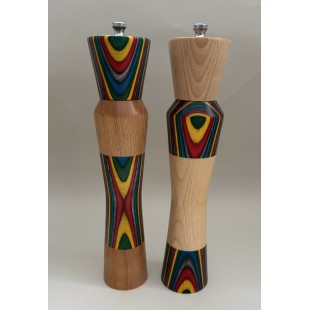 Poivrière et salière en érable - tête colorée