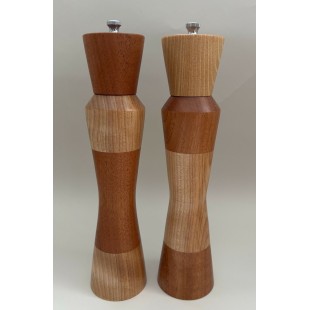 Poivrière et salière en érable et acajou