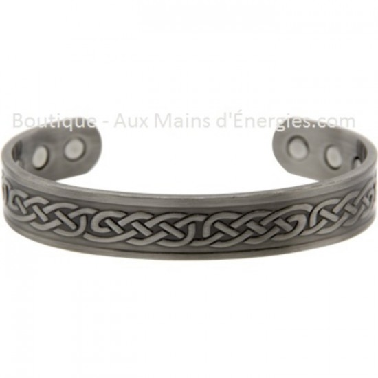 BRACELET EN CUIVRE MAGNÉTIQUE - NŒUDS CELTIQUES-ARGENT