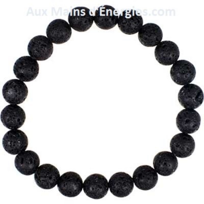 BRACELET ÉLASTIQUE EN PERLE ROCHE DE LAVE ROUGE...