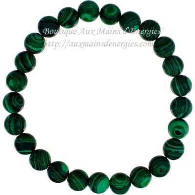 BRACELET ÉLASTIQUE PERLE MALACHITE 8MM