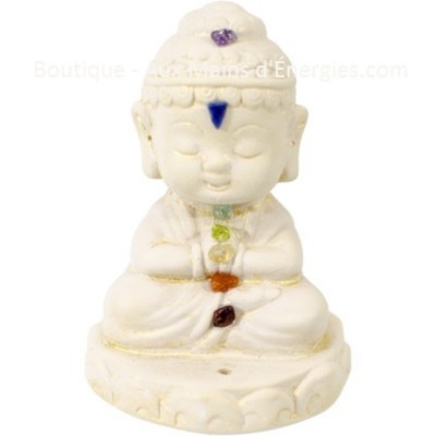 BOUDDHA GYPSE - STATUE AVEC PIERRE DE CHAKRA