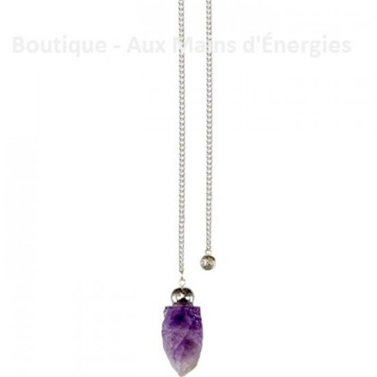 Pendule en pierre brute en Améthyste
