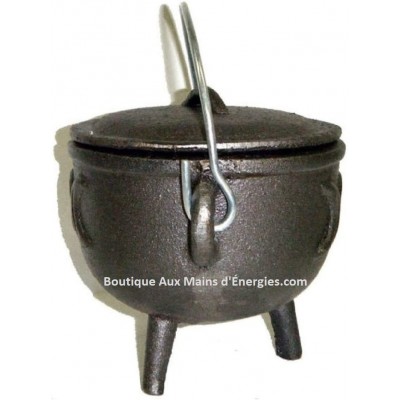 CHAUDRON FONTE NOIR + DÉESSE LUNE – 4.25″DIAMÈTRE.       