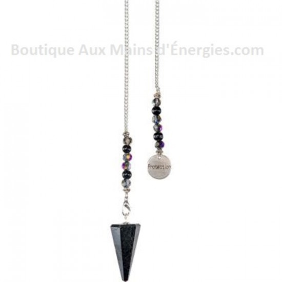 PENDULE – PIERRE POLIE HEXAGONAL - OBSIDIENNE NOIRE – PROTECTION