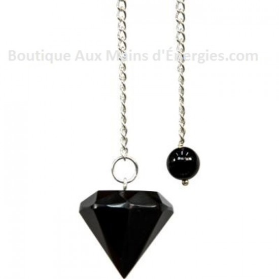 PENDULE-PIERRE POLIE COUPE DIAMANT - OBSIDIENNE NOIRE