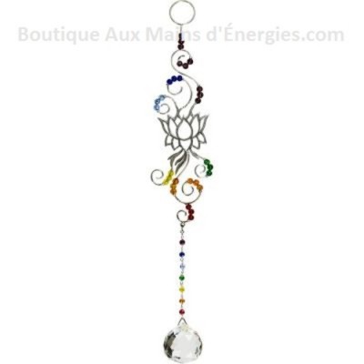 CRISTAUX SUSPENDU 12.5″H.-SPHÈRE 30MM+LOTUS