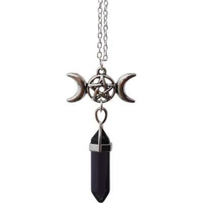 PENDULE COLLIER PENTACLE TRIPLE LUNE - POINTE...