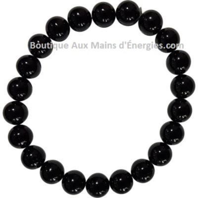 BRACELET ÉLASTIQUE EN BILLES 8MM-TOURMALINE NOIRE