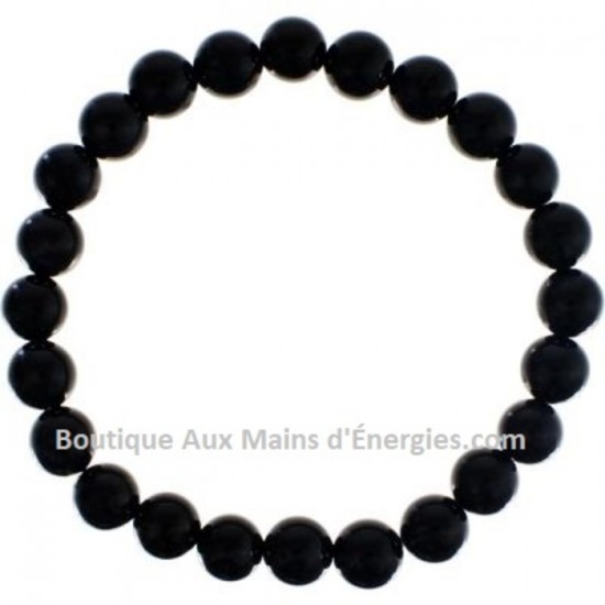 BRACELET ÉLASTIQUE EN BILLES 8MM-OBSIDIENNE NOIRE