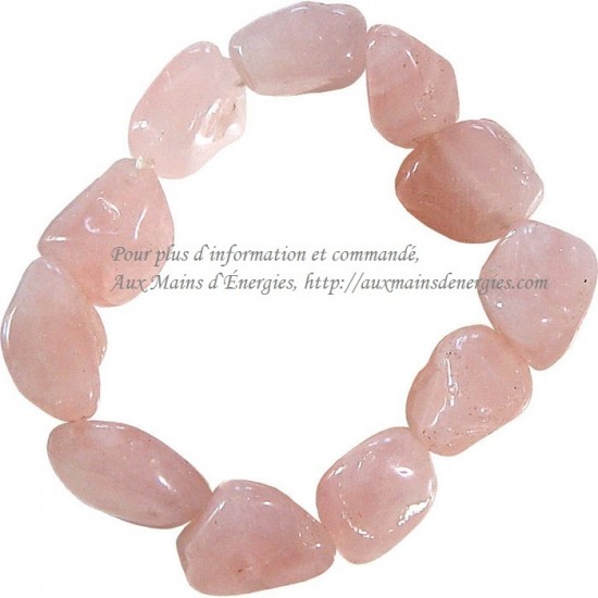 BRACELET-PIERRE POLIES-QUARTZ ROSE  