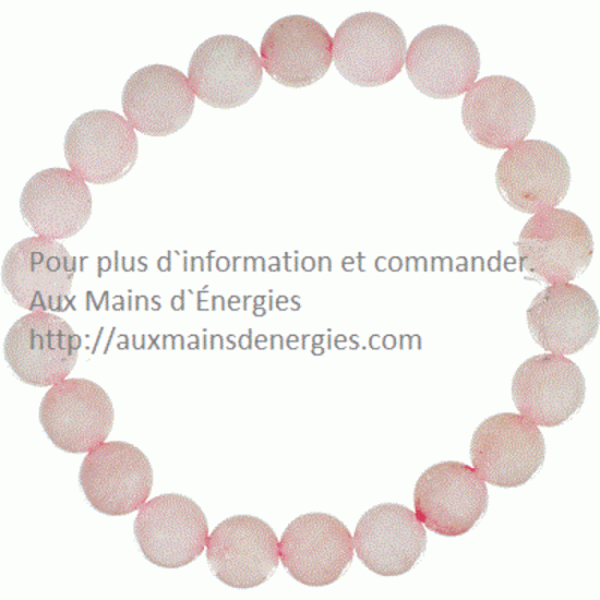 BRACELET ÉLASTIQUE EN PERLES RONDE-ROSE QUARTZ 8MM