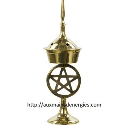 BRULEUR-PORTE ENCENS EN LAITON SUPPORTER SUR PIED...