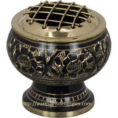 BRÛLEUR À ENCENS EN LAITON GRILLE NOIR 