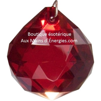 BOULE CRISTAL COULEUR ROUGE  20MM 