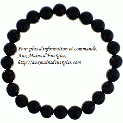 BRACELET ÉLASTIQUE EN PERLE NOIRES EN ONYX 8MM